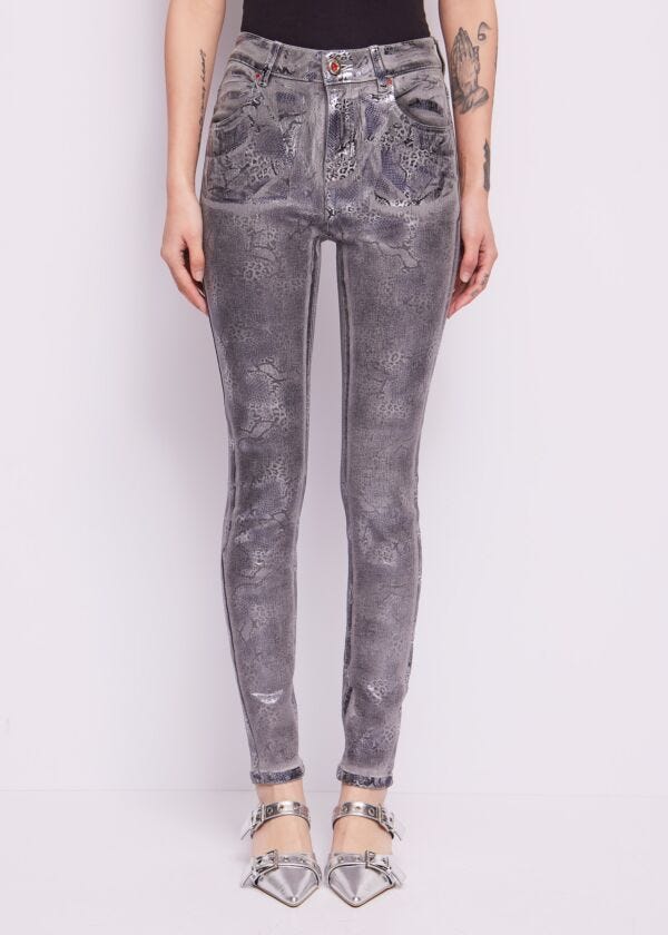 Skinny jeans in snakeskin-print cotton Denny Rose Jeans