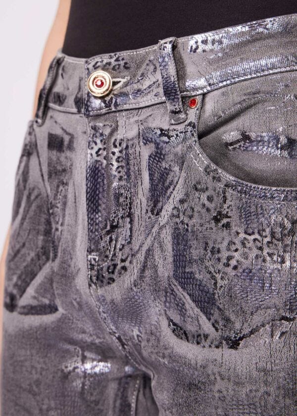 Skinny jeans in snakeskin-print cotton