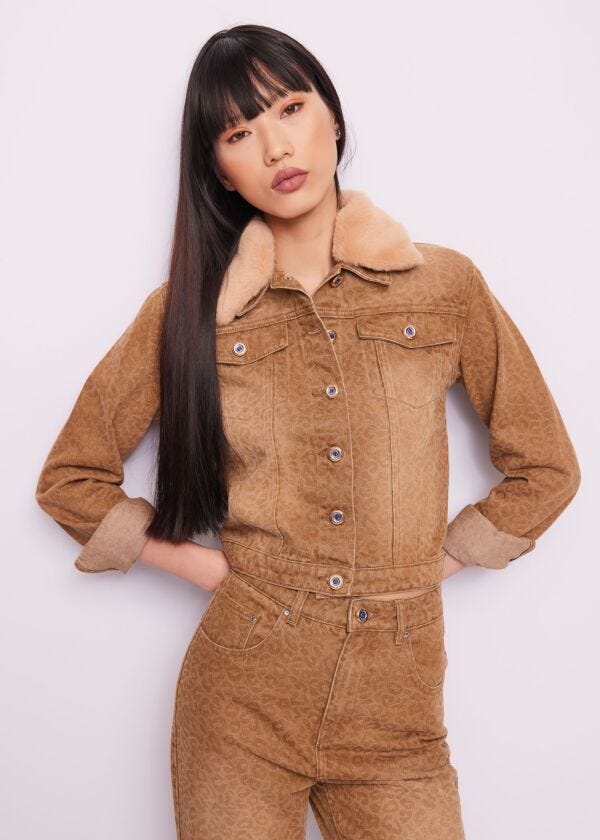 Printed cotton denim jacket