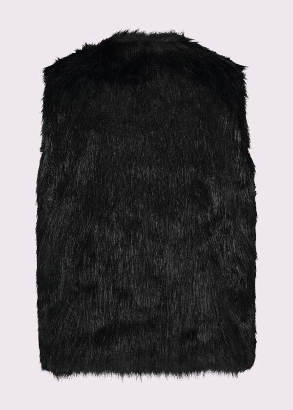 Black faux-fur vest