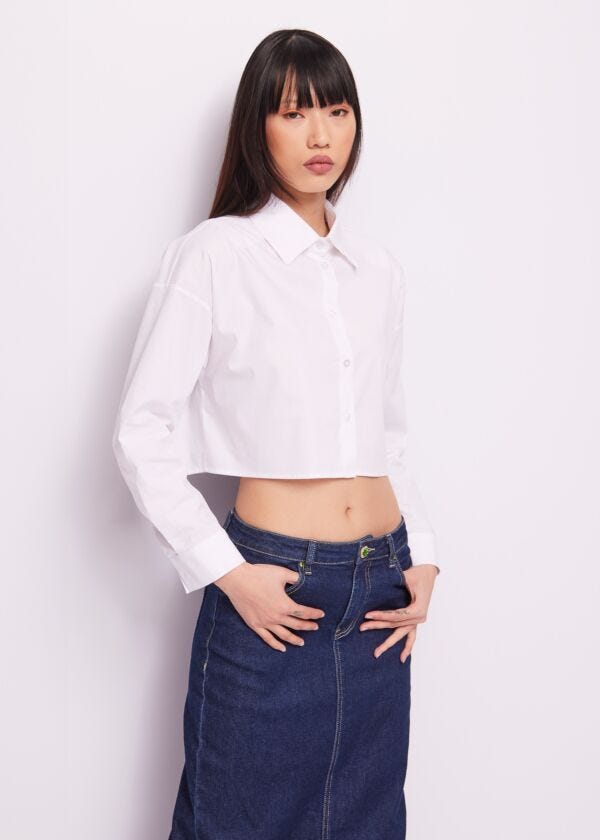 Camisa blanca en mezcla de algodón Denny Rose Jeans