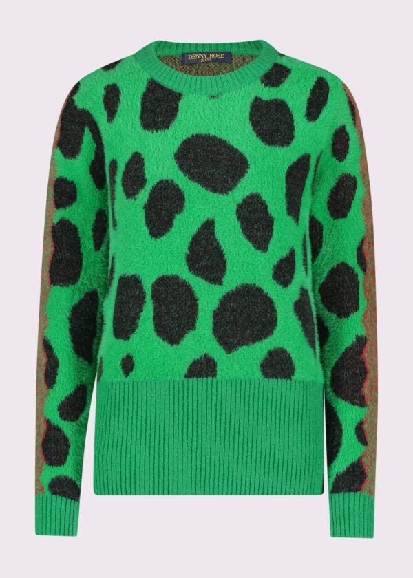 Maglia verde animalier jacquard Denny Rose Jeans