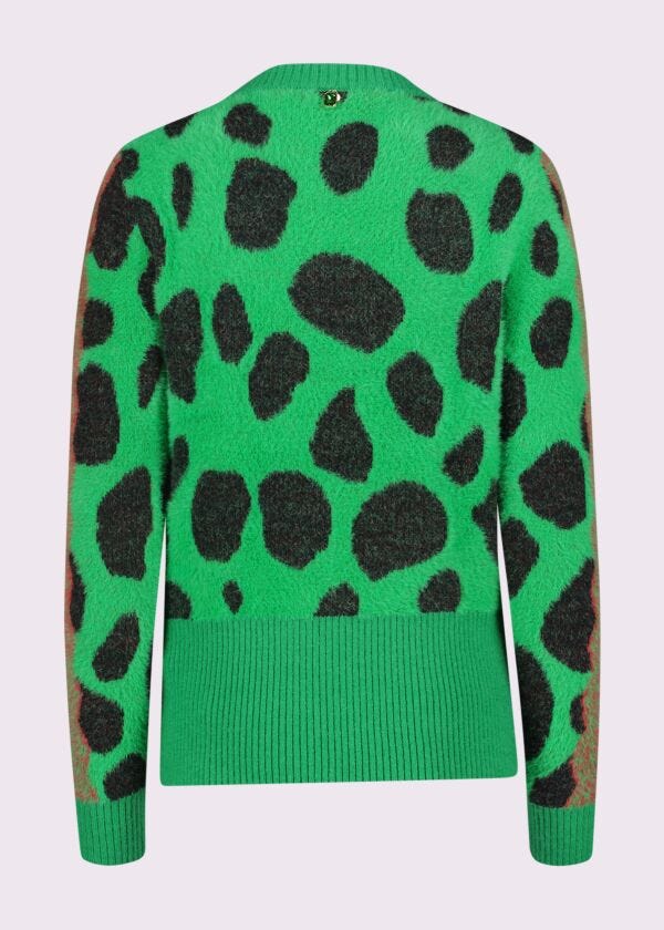 Maglia verde animalier jacquard