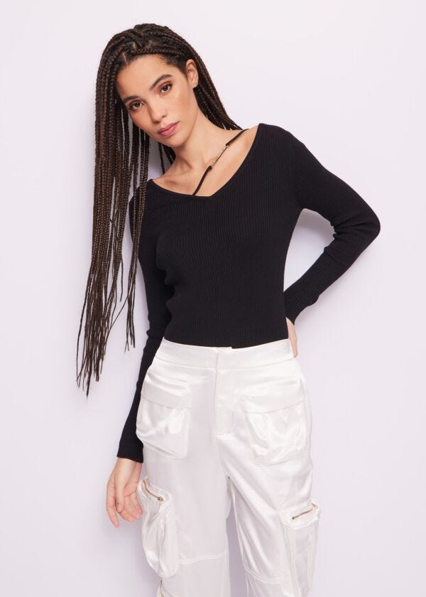 Maglia nera in misto cotone Denny Rose Jeans