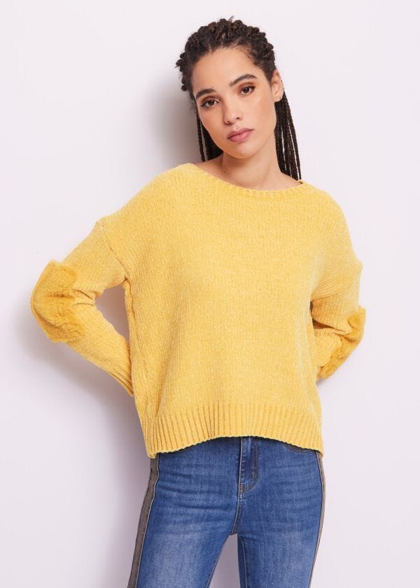 Maglia in ciniglia gialla Denny Rose Jeans