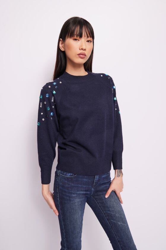 Jersey acanalado con pedrería Denny Rose Jeans