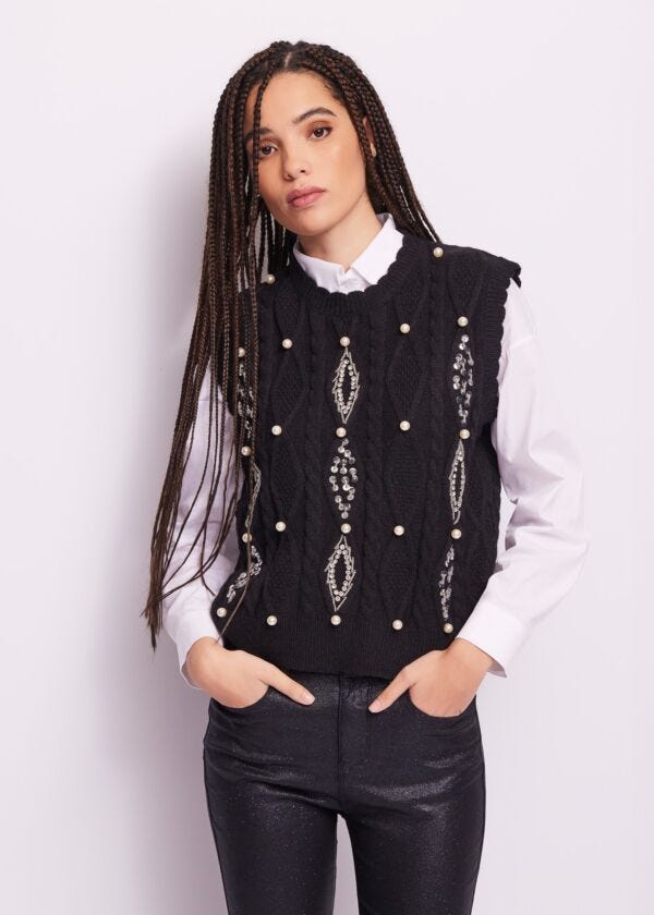Knitted vest with rhinestones Denny Rose Jeans