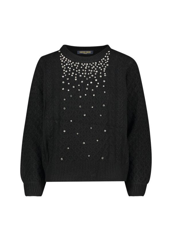 Black knitted jumper with rhinestones Denny Rose Jeans