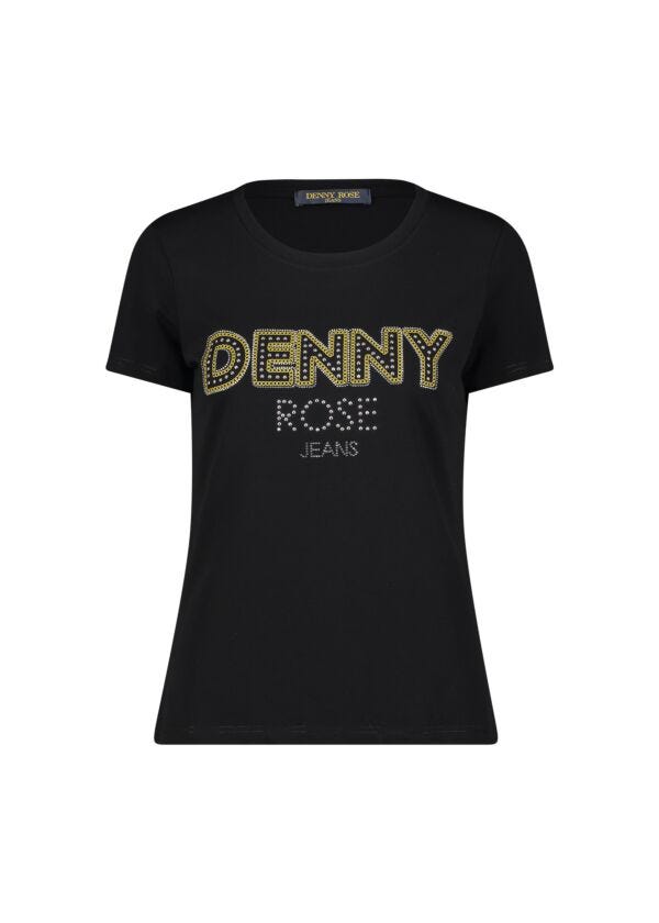 Black cotton t-shirt with logo Denny Rose Jeans