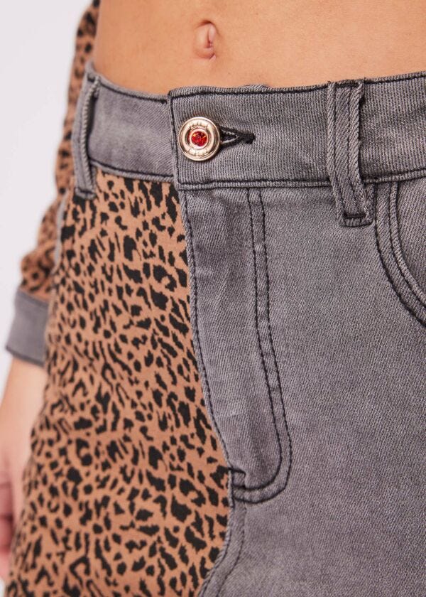 Printed denim skirt
