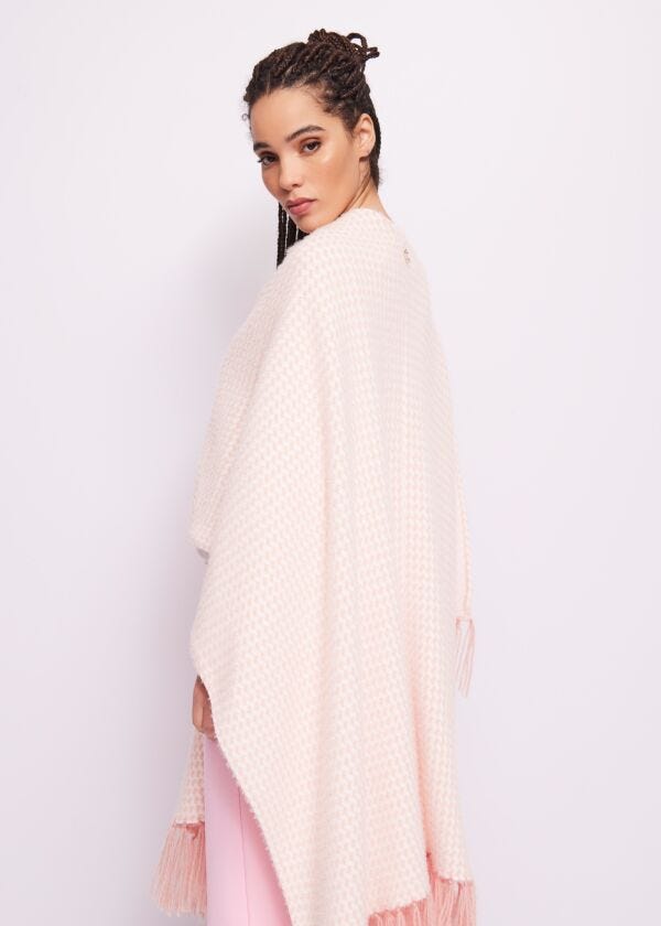 Knitted jacquard poncho
