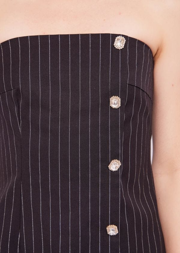 Pinstripe dress with jewel buttons
