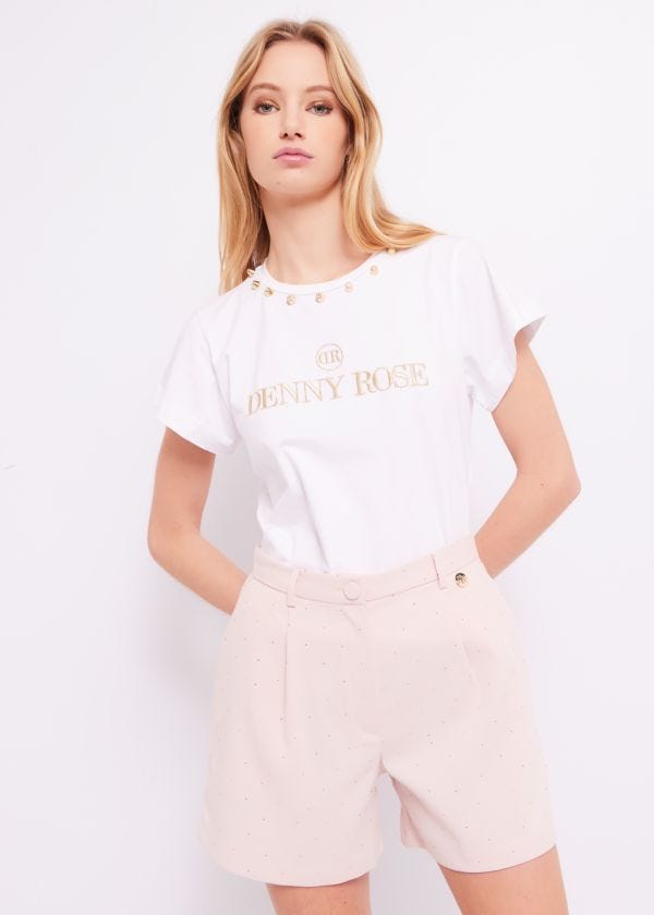 T-shirt with logo and studs Denny Rose
