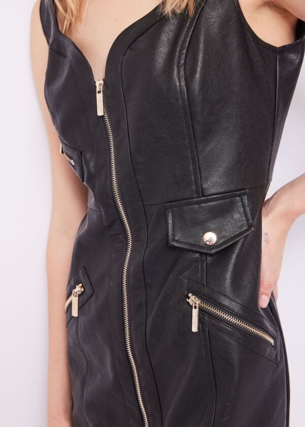 Faux-leather dress