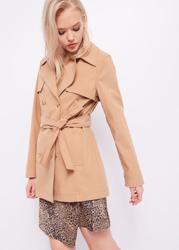 Double-breasted trench coat in gabardine