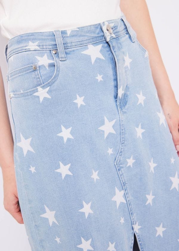 Denim skirt with stars