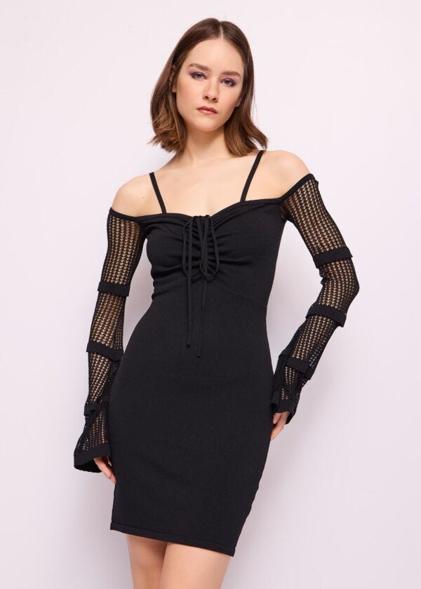 Mini abito nero in maglia Denny Rose