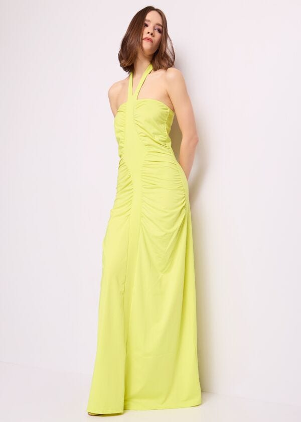 Abito lungo giallo in jersey Denny Rose