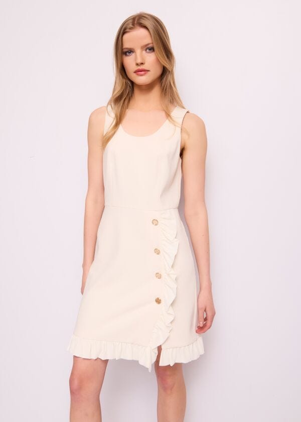 Mini abito bianco con bottoni Denny Rose