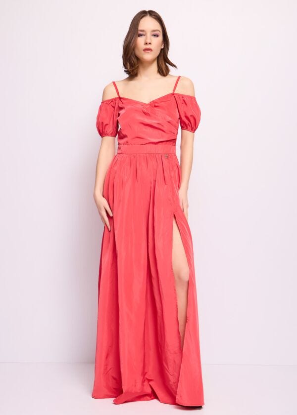 Abito lungo rosso in taffetà Denny Rose