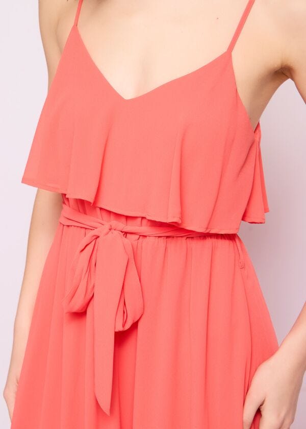 Abito lungo rosso in georgette