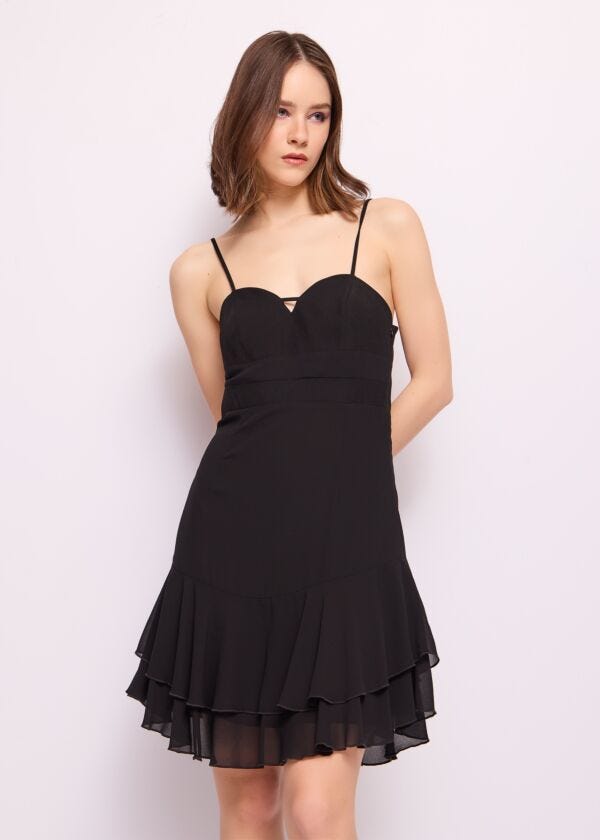 Mini abito nero in georgette Denny Rose