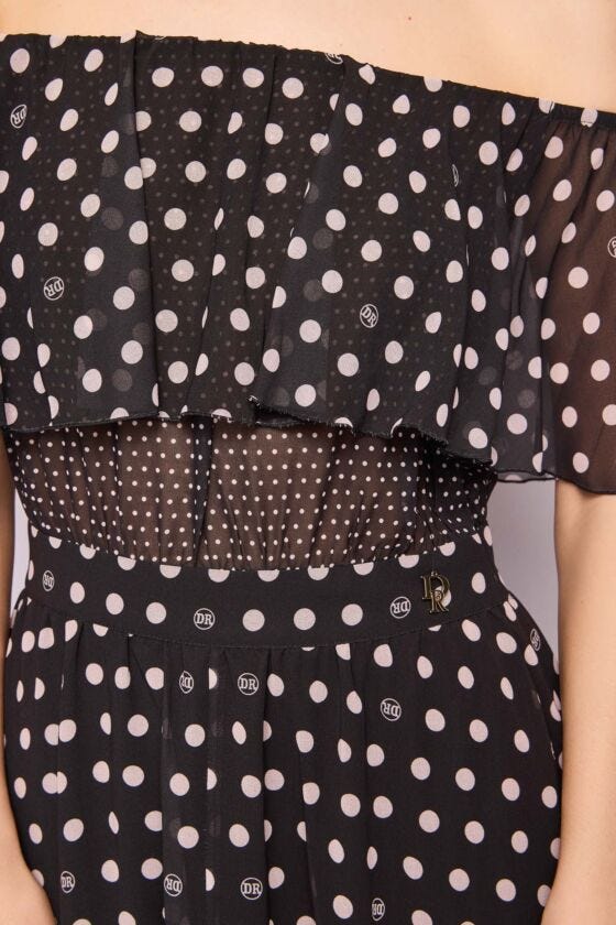 Abito lungo in georgette a pois
