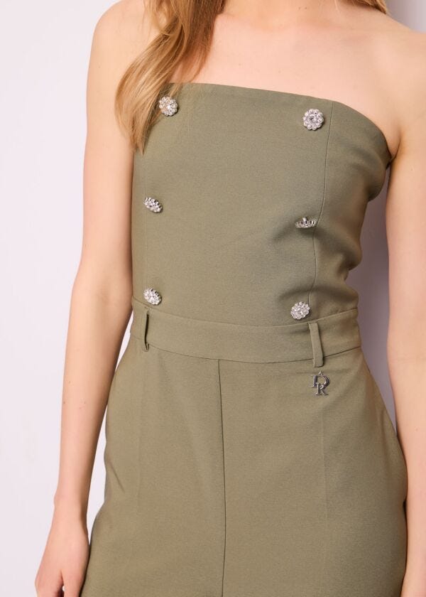 Green jumpsuit with buttons