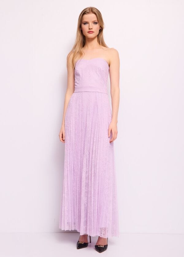 Abito lungo lilla con pizzo Denny Rose