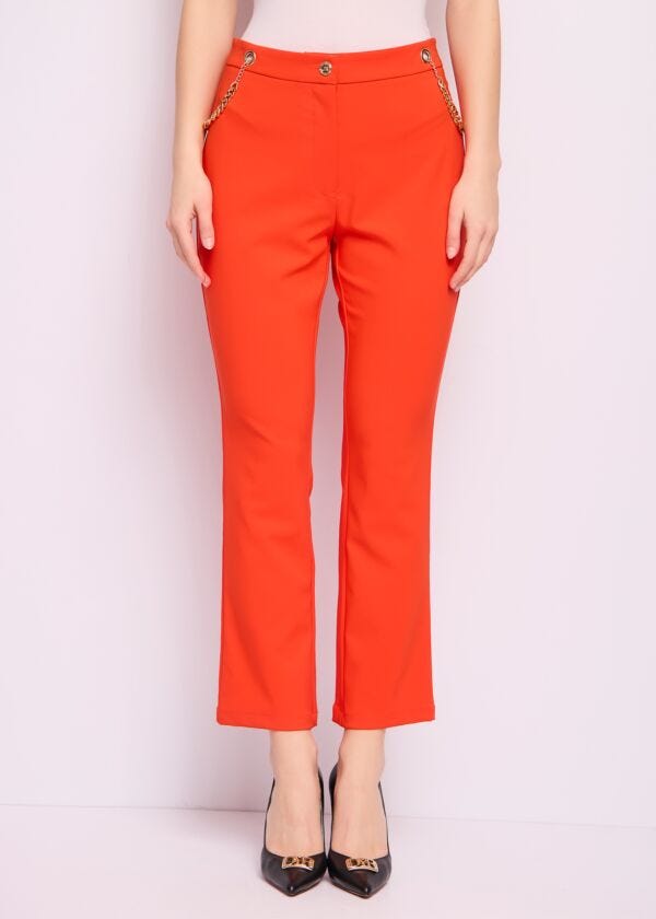 Pantaloni rossi con catene Denny Rose