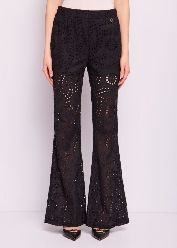 Pantaloni neri in cotone Sangallo Denny Rose