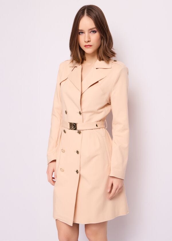 Trench beige doppiopetto in cotone Denny Rose