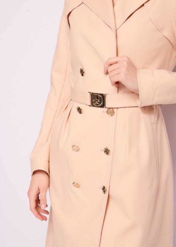 Trench beige doppiopetto in cotone