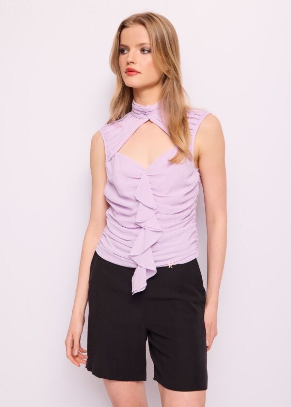 Top lila de georgette Denny Rose