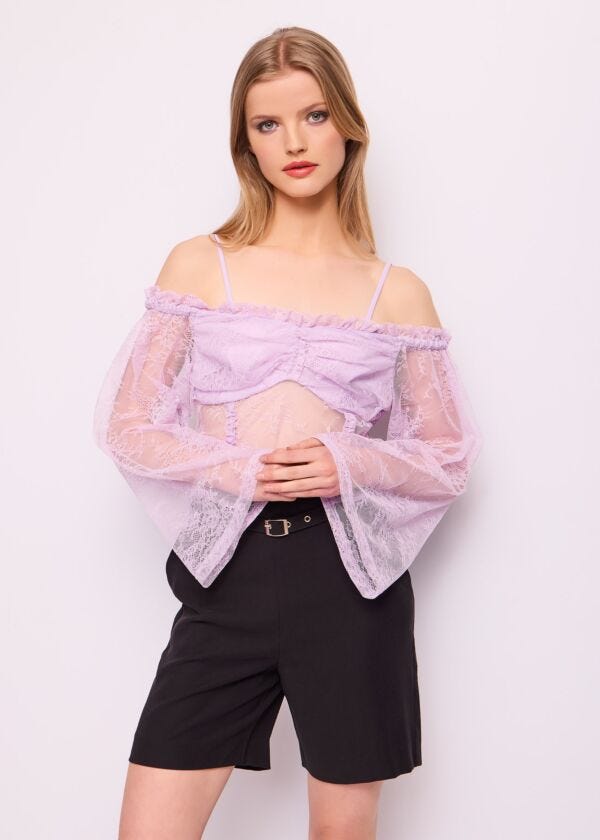 Blusa lilla in pizzo Denny Rose