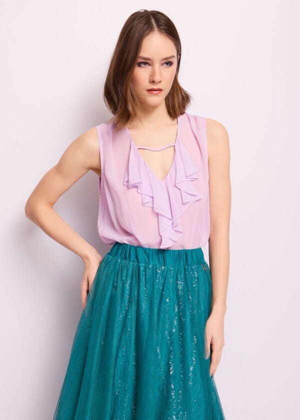 Top lilla in georgette Denny Rose