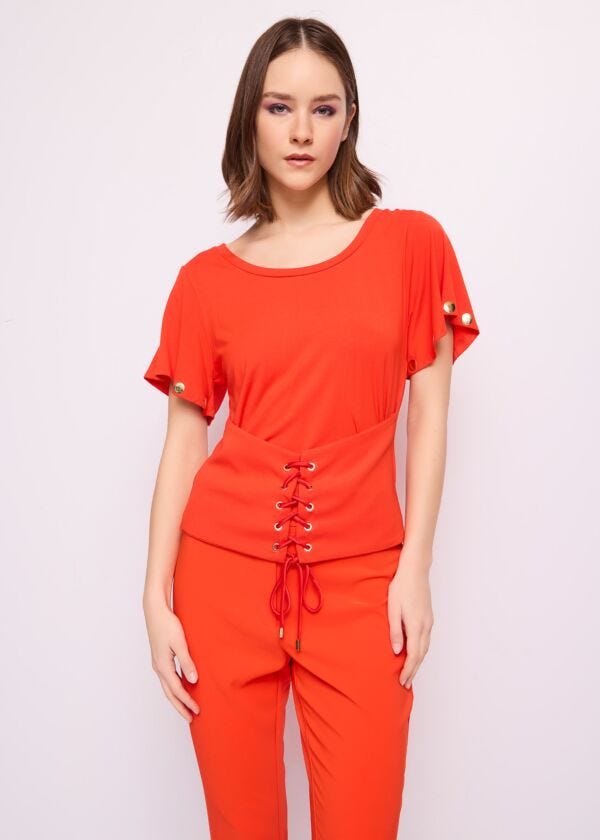 Camiseta roja con cordones Denny Rose