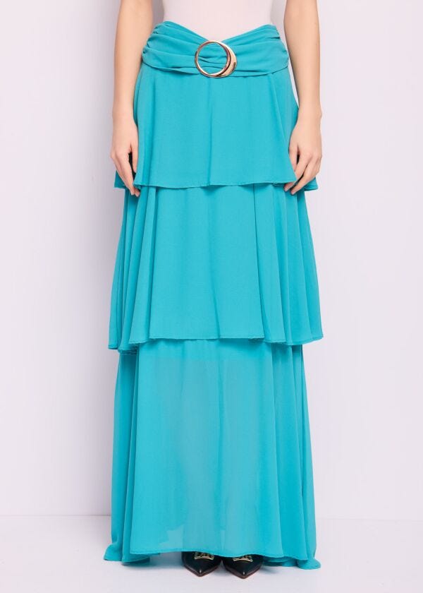 Gonna verde a balze con fibbia Denny Rose