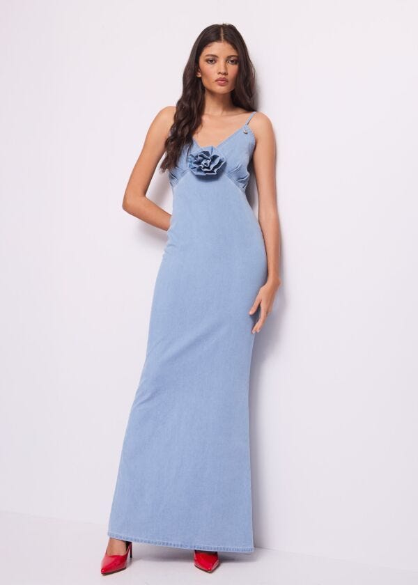 Abito lungo in denim di cotone Denny Rose Jeans