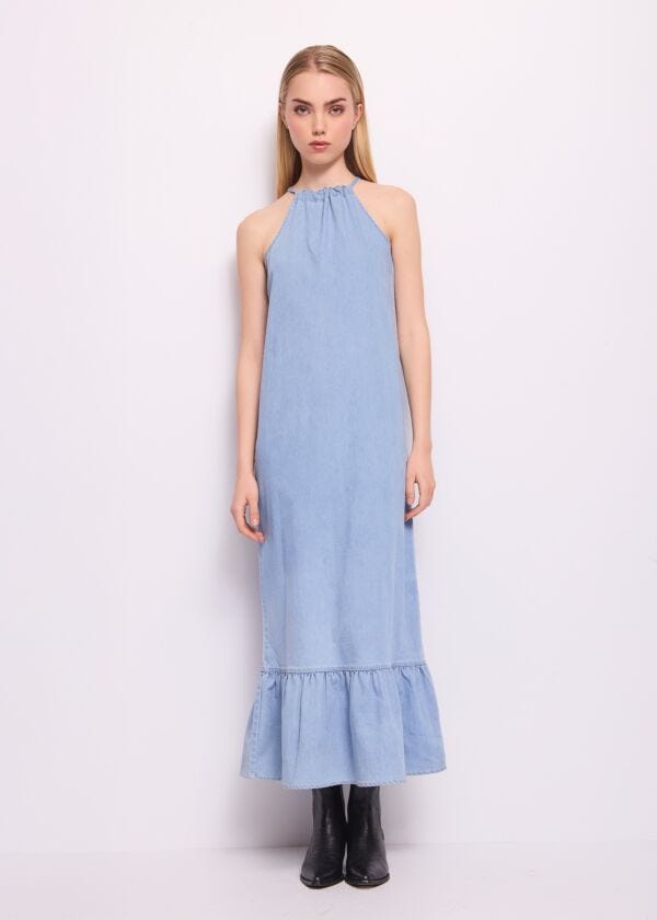 Abito lungo in denim di cotone Denny Rose Jeans