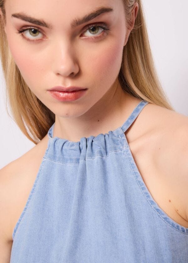 Abito lungo in denim di cotone