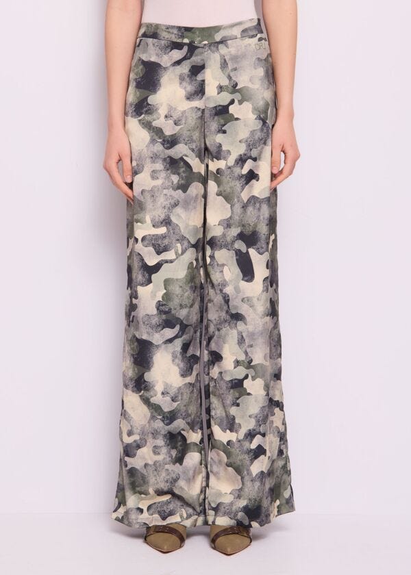 Pantaloni in raso stampato Denny Rose Jeans