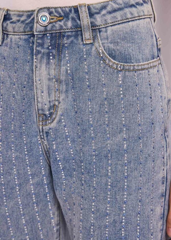 Jeans in cotone con strass