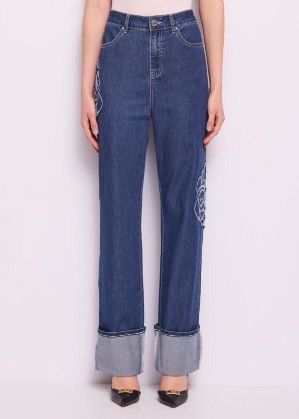 Jeans in cotone con risvolto Denny Rose Jeans