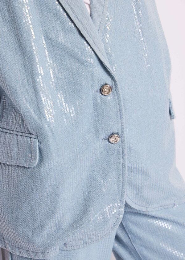 Blazer in denim con paillettes