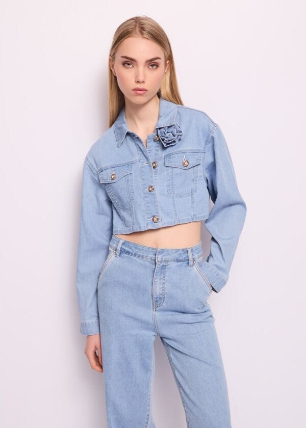 Giacca corta in denim di cotone Denny Rose Jeans