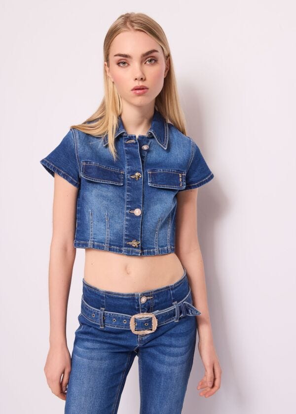 Camicia corta in denim di cotone Denny Rose Jeans