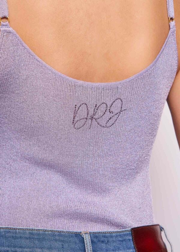 Top lilla in maglia lurex