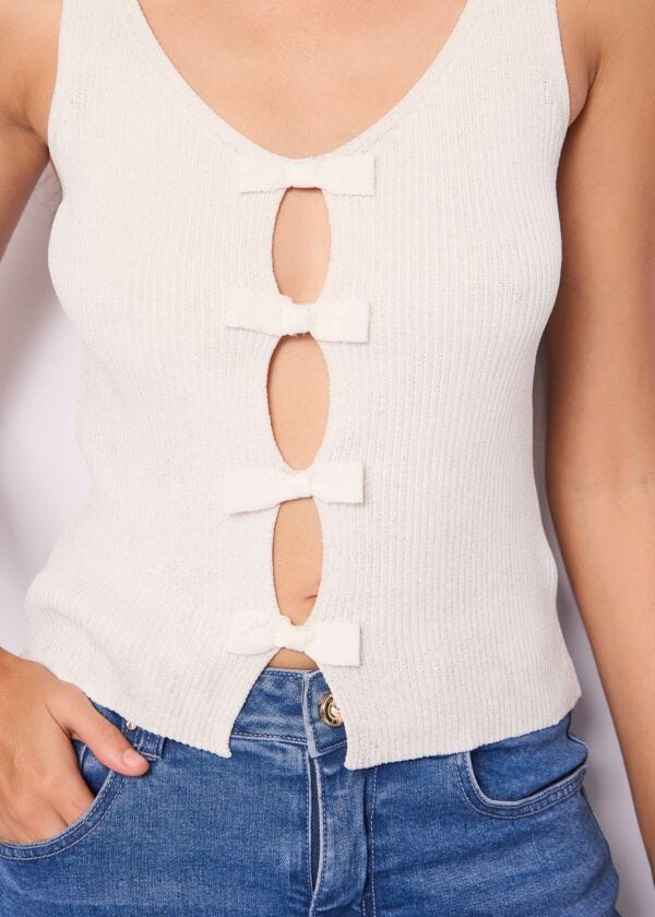 Top bianco in maglia lurex