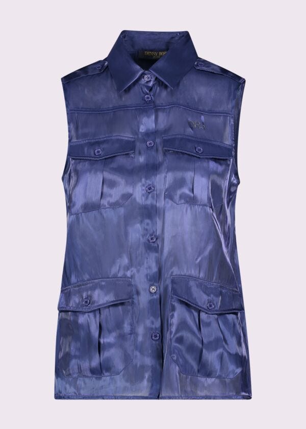 Gilet blu in organza lucida Denny Rose Jeans